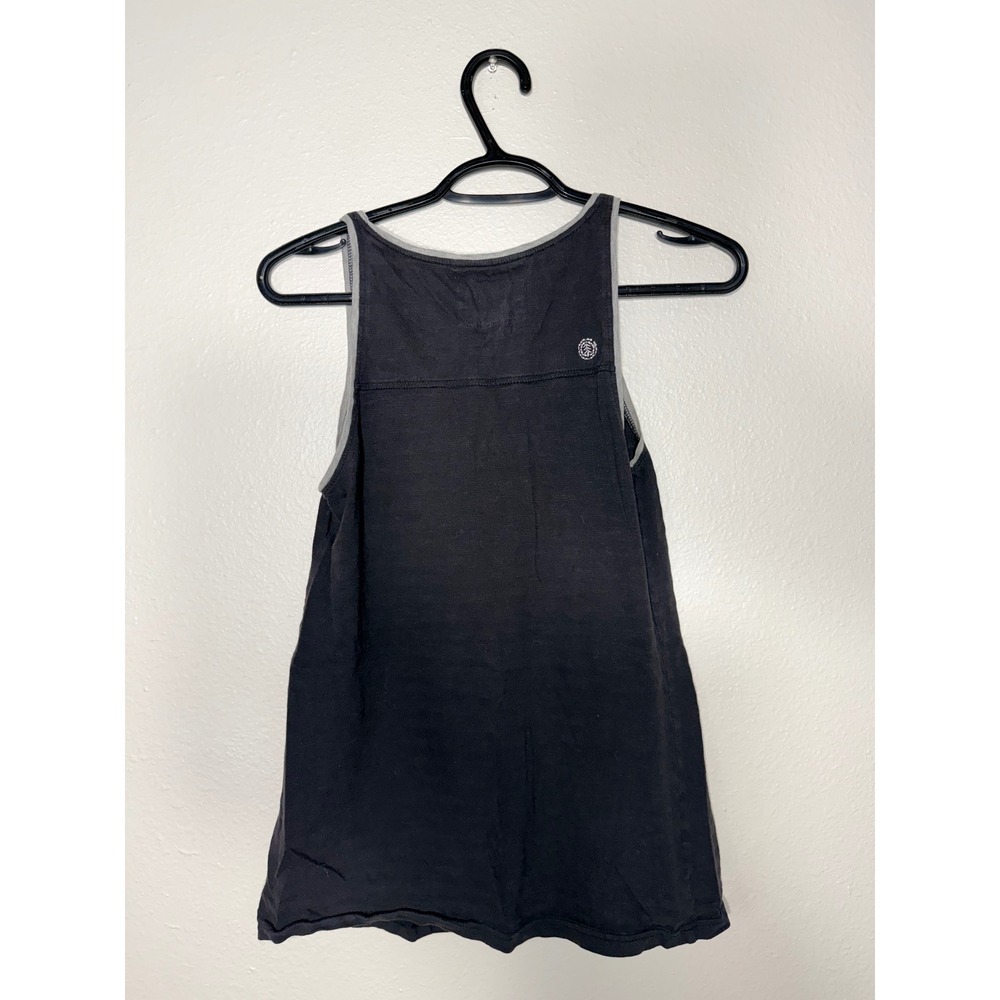 Element Womens Cotton Tank Top Black Floral Tie Neck Sleeveless Shirt Size M - Picture 3 of 8
